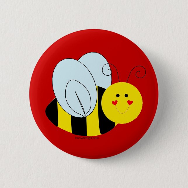 Cute Bee 6 Cm Round Badge (Front)