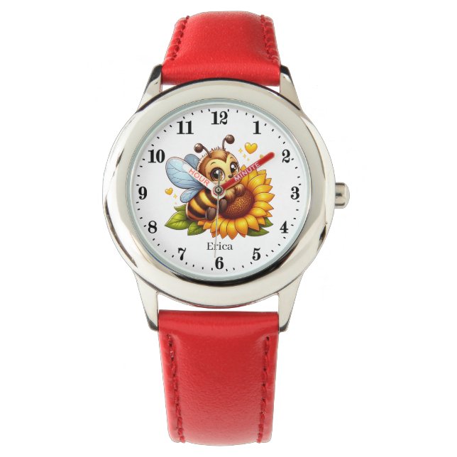 Cute bee add name girls  watch (Front)