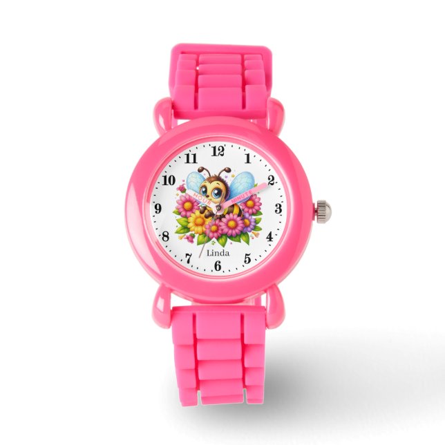 Cute bee add name girls  watch (Front)