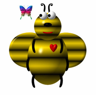 Cute Bee and Baby Butterfly Standing Photo Sculpture