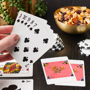 Cute Bee and Flower Pink Spring Garden  Playing Cards