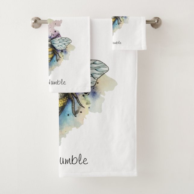 Cute Bee And Rainbow Wash Bath Towel Set (Insitu)