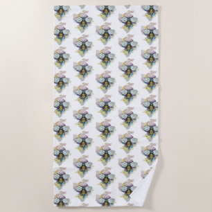 Cute Bee And Rainbow Wash Beach Towel