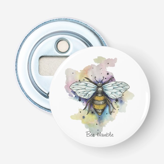 Cute Bee And Rainbow Wash Bottle Opener (Front)
