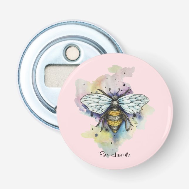 Cute Bee And Rainbow Wash Bottle Opener (Front)