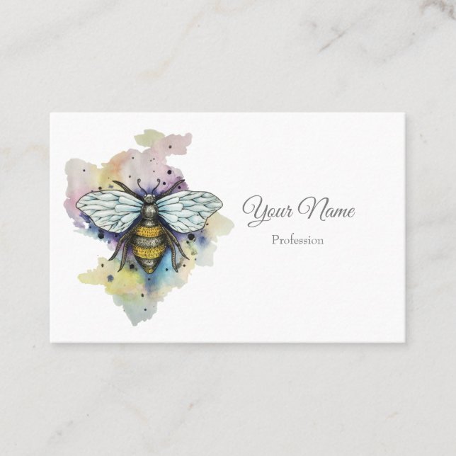Cute Bee And Rainbow Wash Business Card (Front)