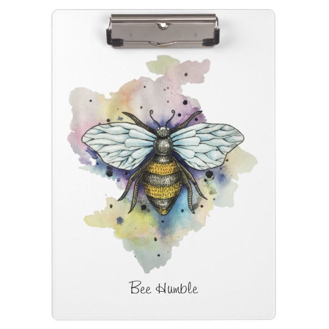 Cute Bee And Rainbow Wash Clipboard (Front)