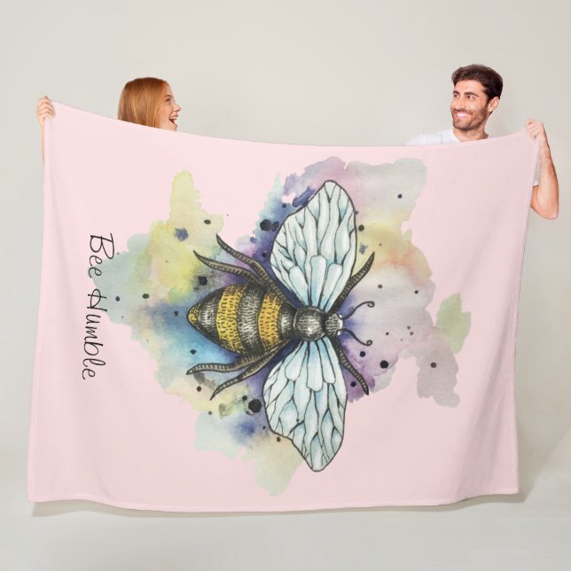 Cute Bee And Rainbow Wash Fleece Blanket (In Situ)