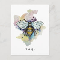 Cute Bee And Rainbow Wash Postcard