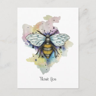 Cute Bee And Rainbow Wash Postcard