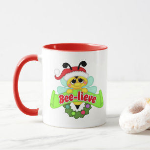 Cute bee and Santa Beelieve mug