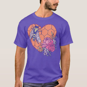 Cute Bee Art - Insect with Honeycomb Heart and T-Shirt
