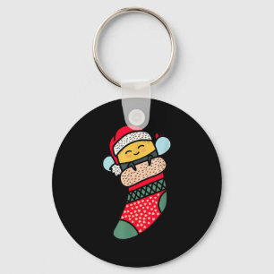Cute Bee Baby Bumblebee In Christmas Sock Xmas Paj Key Ring