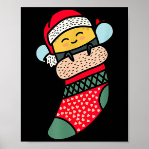 Cute Bee Baby Bumblebee In Christmas Sock Xmas Paj Poster