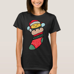 Cute Bee Baby Bumblebee In Christmas Sock Xmas Paj T-Shirt