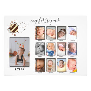 Cute Bee Baby My First Year Photo Kids'Wall Decor