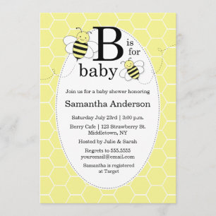 Cute Bee Baby Shower Invitation - Gender Neutral