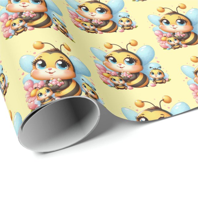 Cute bee baby shower  wrapping paper (Roll Corner)