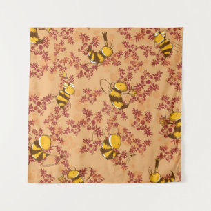Cute bee background pattern tapestry