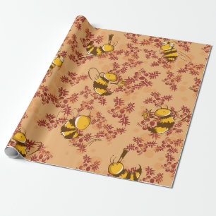 Cute bee background pattern wrapping paper