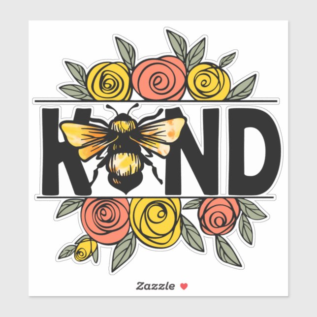 Cute Bee Be Kind Orange Yellow Flowers (Sheet)