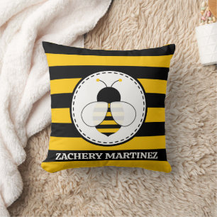 Cute Bee Birth Stats Throw Pillow