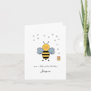 Cute Bee Birthday Card - Cute, Fun, Kawaii Card