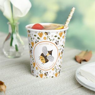 Cute Bee Bumblebee Baby Shower Paper Cups