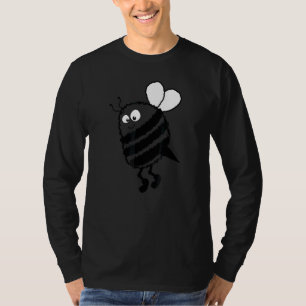 Cute Bee Bumblebee Black And White On Yellow Drawn T-Shirt