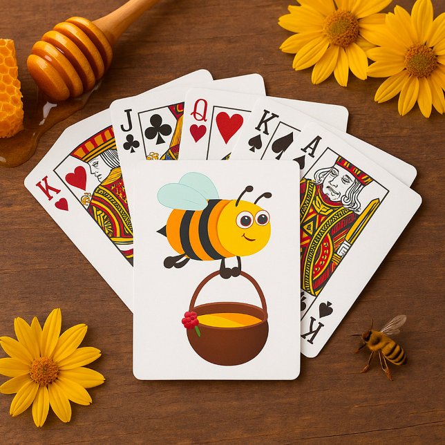 Cute Bee Carrying Honey Pot with Flower Playing Cards (Creator Uploaded)