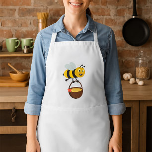 Cute Bee Carrying Honey Pot with Flower Standard Apron