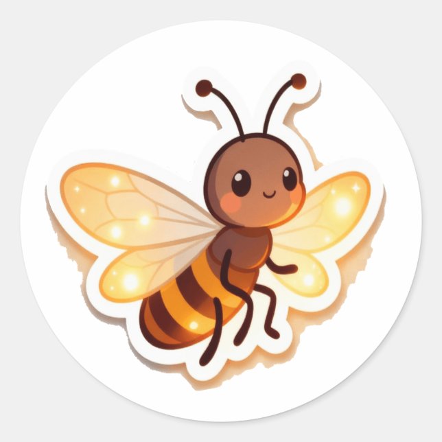 Cute Bee Cartoon Sticker (Front)