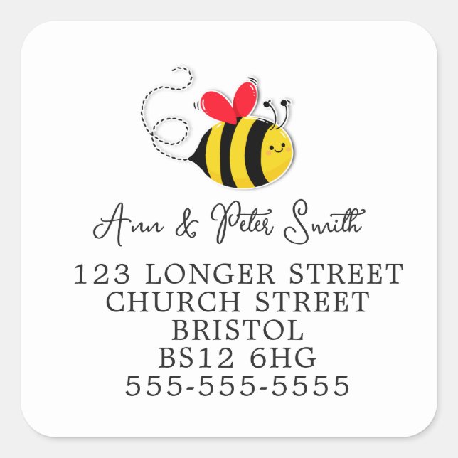 Cute Bee Change of Address return label (Front)