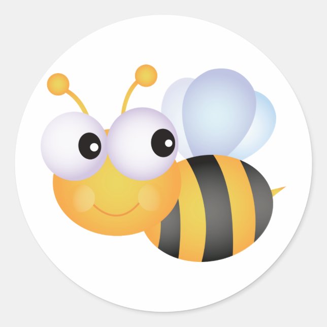 Cute Bee Classic Round Sticker (Front)