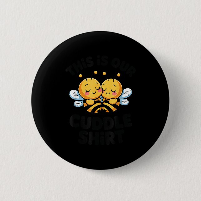 Cute Bee Couple Cuddle Funny Romantic  6 Cm Round Badge (Front)
