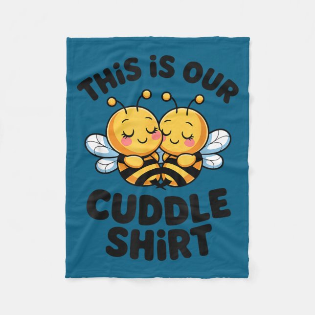 Cute Bee Couple Cuddle Funny Romantic  Fleece Blanket (Front)
