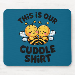 Cute Bee Couple Cuddle Funny Romantic Mouse Mat