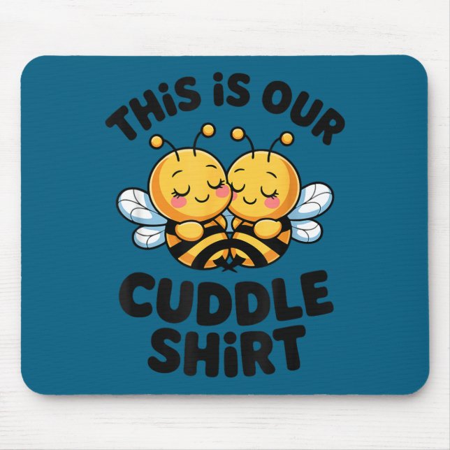 Cute Bee Couple Cuddle Funny Romantic  Mouse Mat (Front)