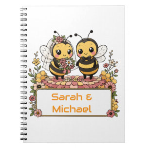 Cute Bee Couple Personalised Wedding Gift Notebook