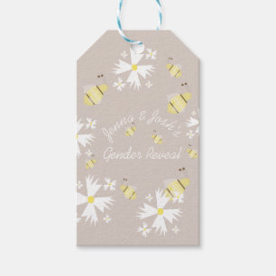 Cute Bee Daisy Floral Gender Reveal Earthy Tones   Gift Tags