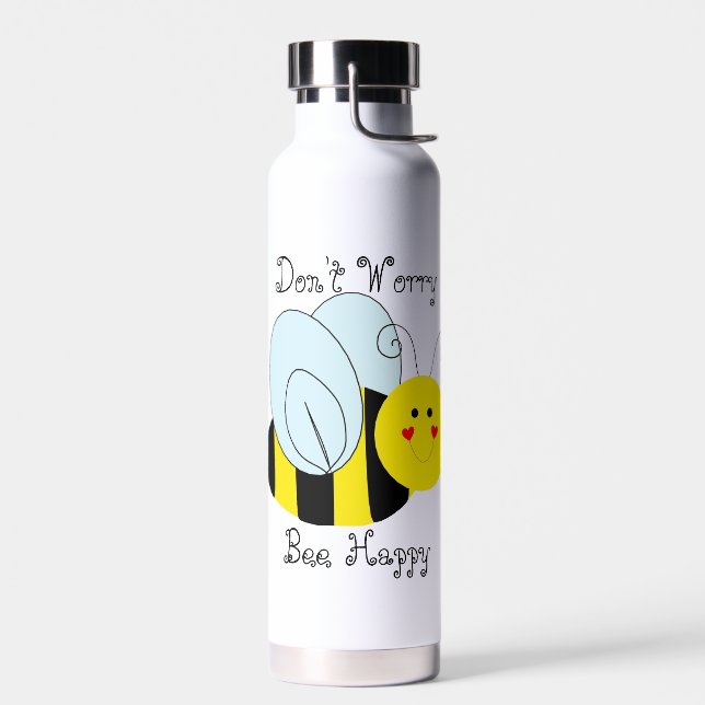 Cute Bee Don't Worry Bee Happy Water Bottle (Left)