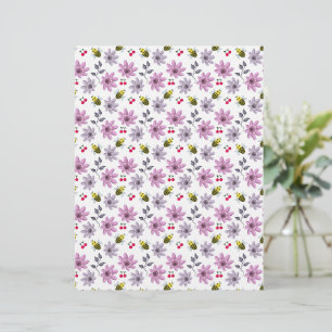Cute Bee Floral Pattern Cottagecore Aesthetic Pink Custom Letterhead