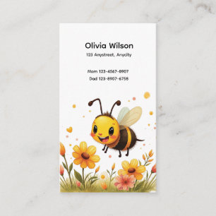 Cute Bee Flower Cartoon Business Card