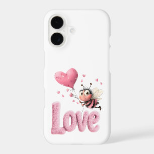 Cute Bee Fluffy Pink Love Heart Balloon 