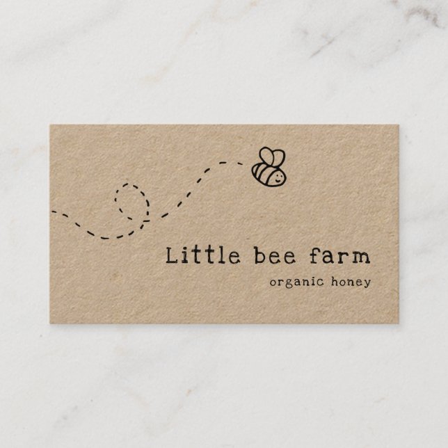 cute bee flying rustic kraft honey business card (Front)