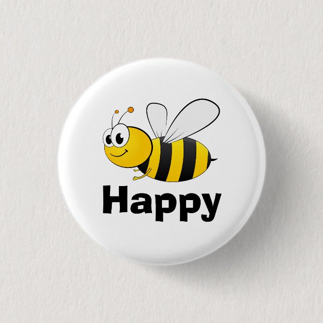 Cute Bee Happy 3 Cm Round Badge (Front)