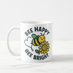 Cute Bee Happy Bright Sunflower Coffee Mug