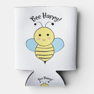 Cute Bee Happy Can Cooler