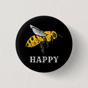 Cute Bee Happy Custom 3 Cm Round Badge