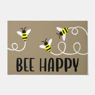 Cute Bee Happy Doormat, Animal Printed Mat